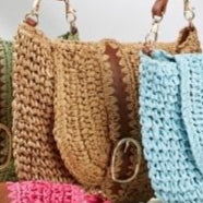 BOLSO RAFIA ASA DE CUERO HL13201