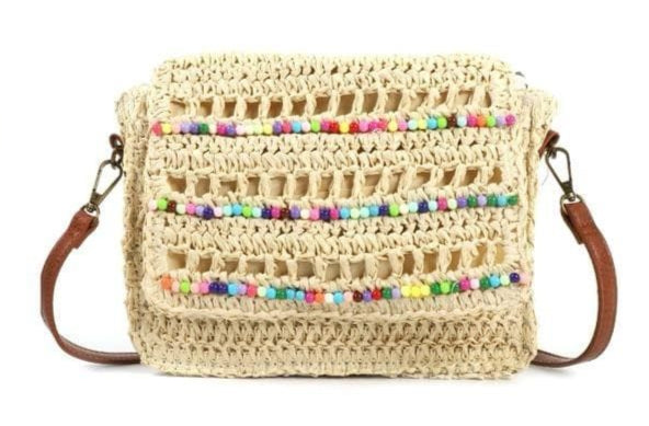 BANDOLERA RAFIA ASA DE CUERO CL13103