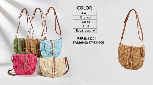 BOLSO RAFIA ASA DE CUERO HL13201
